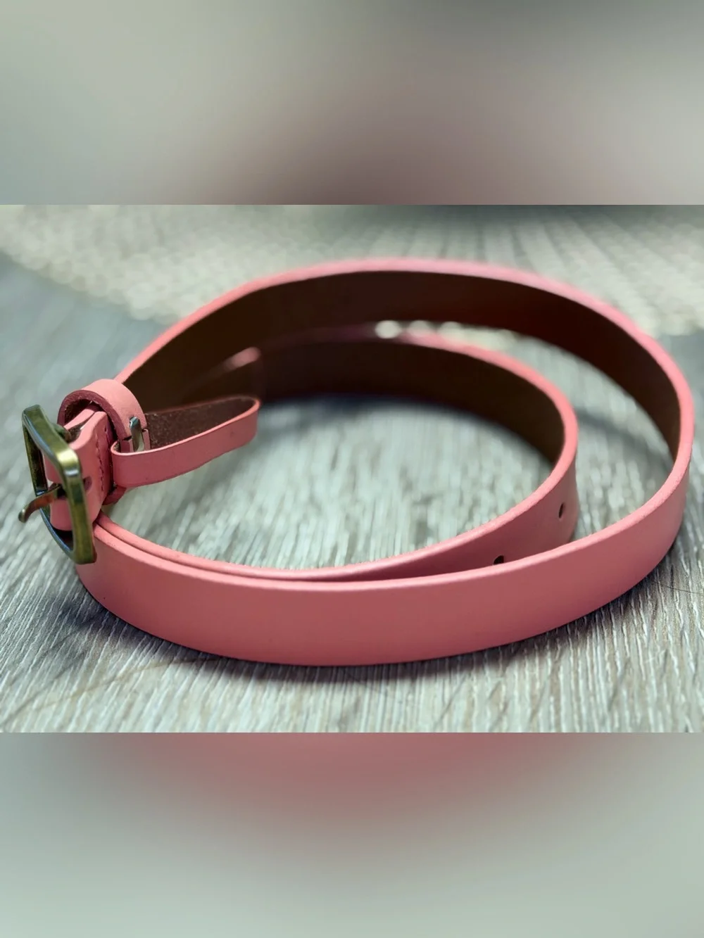 J.Crew Classic Leather Belt Coral Pink Brass Buckle Size Small